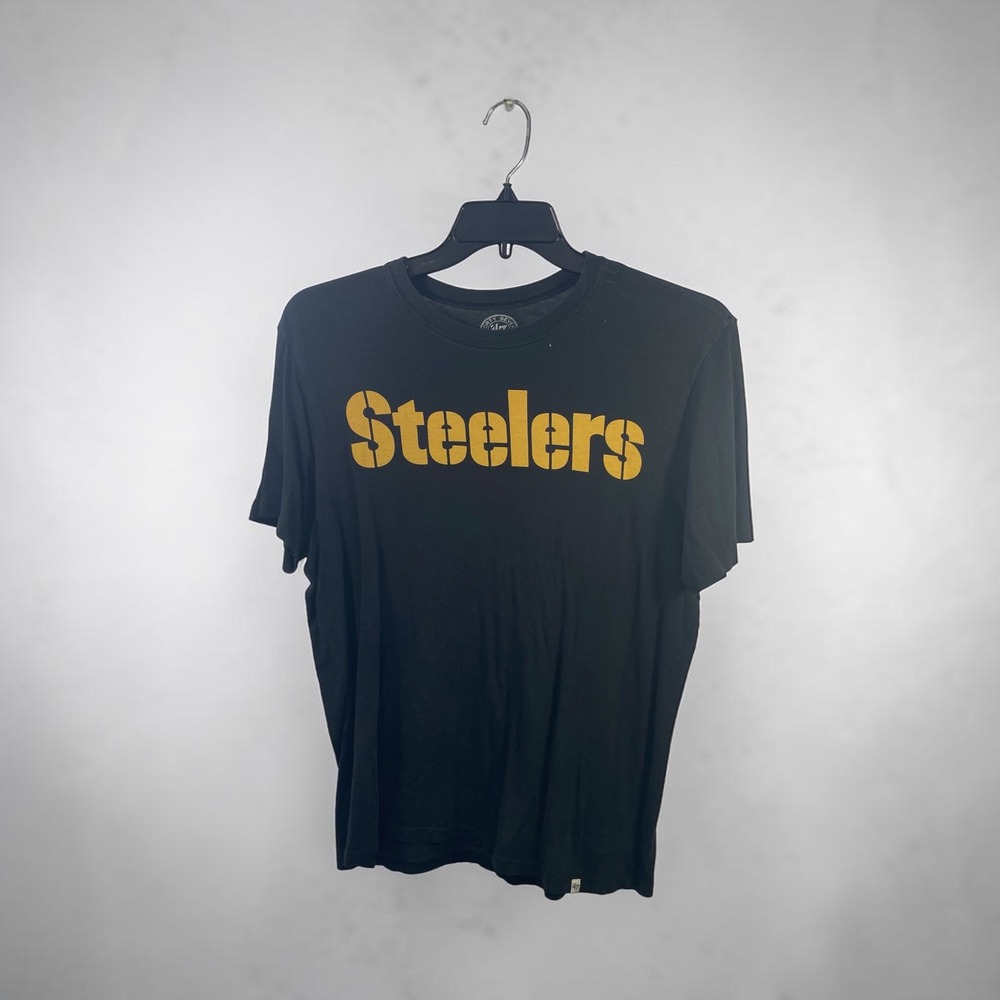 47 Brand Pittsburgh Steelers T-Shirt Mens Small Black Graphic Tee NFL Cotton